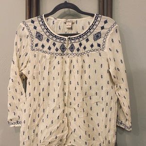 Lucky Brand Embroidered Peasant Blouse